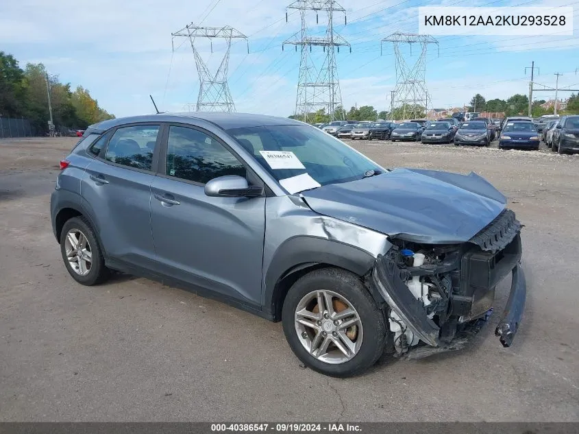 2019 Hyundai Kona Se VIN: KM8K12AA2KU293528 Lot: 40386547