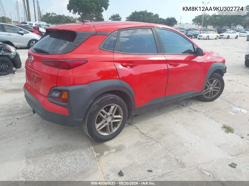 2019 Hyundai Kona Se VIN: KM8K12AA9KU302774 Lot: 40388633