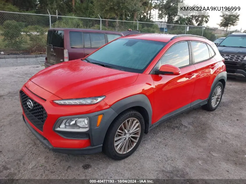 2019 Hyundai Kona Sel VIN: KM8K22AA9KU196999 Lot: 40477193