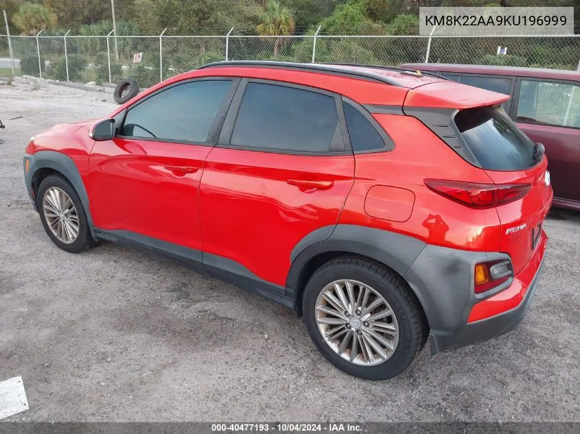 2019 Hyundai Kona Sel VIN: KM8K22AA9KU196999 Lot: 40477193