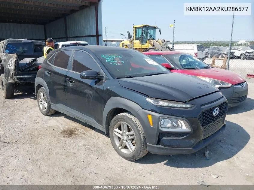 2019 Hyundai Kona Se VIN: KM8K12AA2KU286577 Lot: 40479338