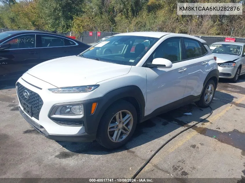 2019 Hyundai Kona Se VIN: KM8K1CAA6KU282876 Lot: 40517741