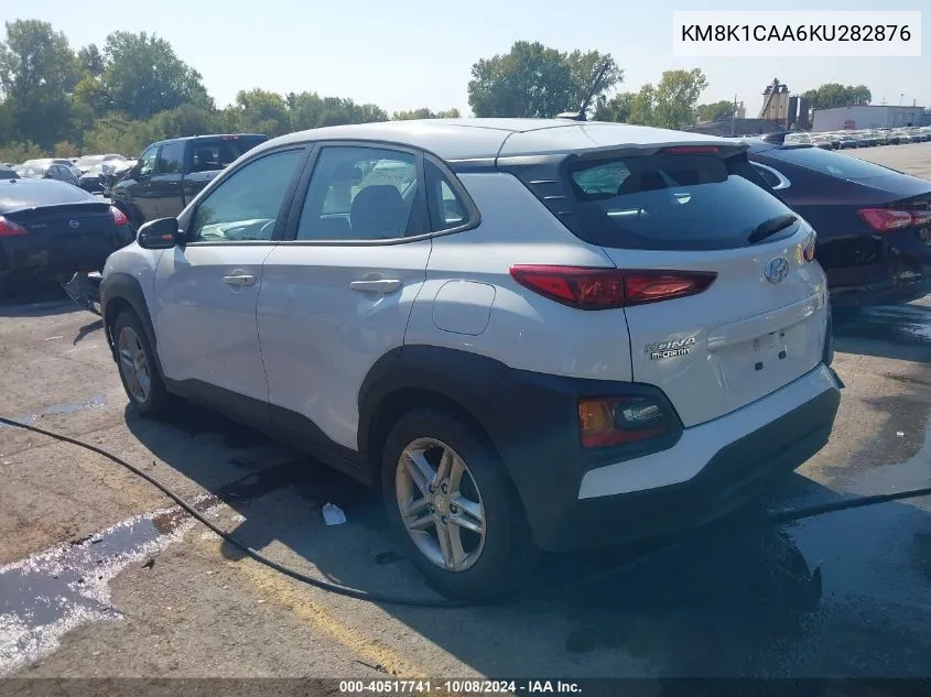 2019 Hyundai Kona Se VIN: KM8K1CAA6KU282876 Lot: 40517741