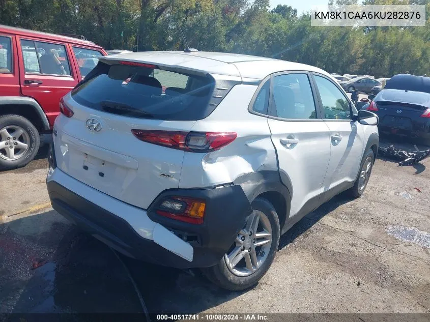 2019 Hyundai Kona Se VIN: KM8K1CAA6KU282876 Lot: 40517741