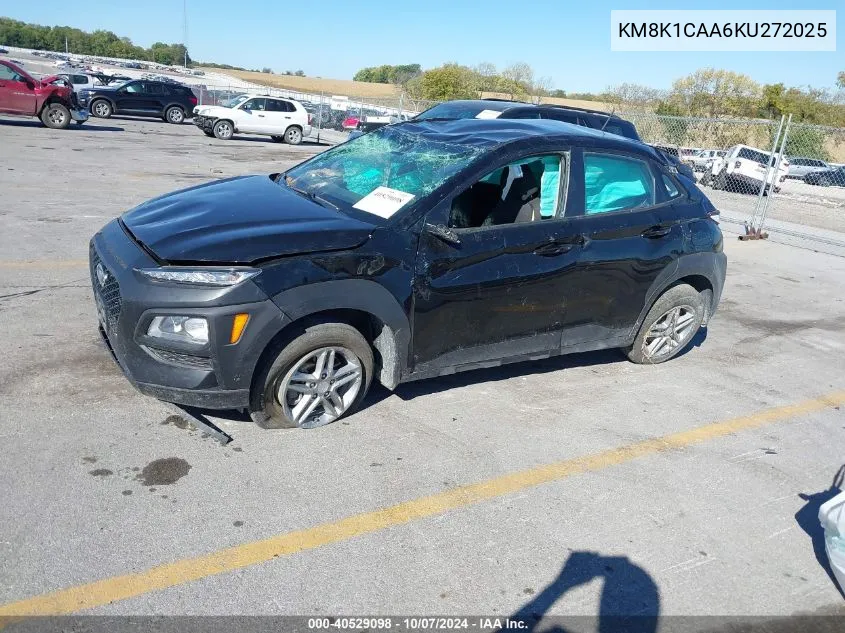 2019 Hyundai Kona Se VIN: KM8K1CAA6KU272025 Lot: 40529098