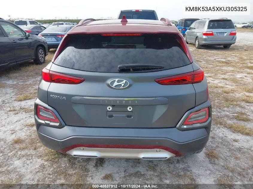 2019 Hyundai Kona Iron Man VIN: KM8K53A5XKU305325 Lot: 40537912