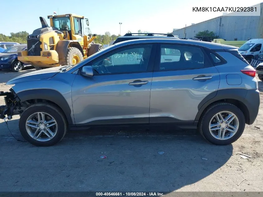 2019 Hyundai Kona Se VIN: KM8K1CAA7KU292381 Lot: 40546661