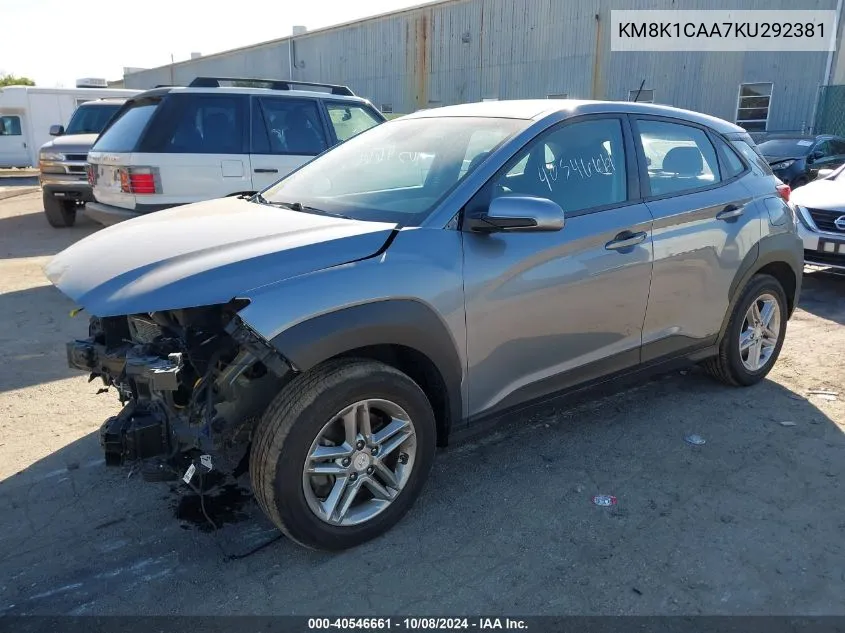 2019 Hyundai Kona Se VIN: KM8K1CAA7KU292381 Lot: 40546661