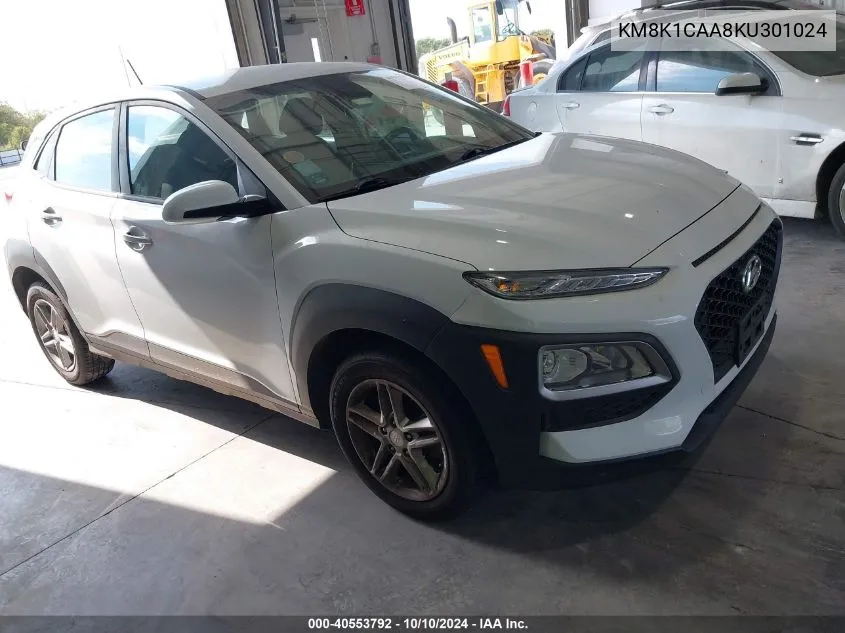 2019 Hyundai Kona Se VIN: KM8K1CAA8KU301024 Lot: 40553792