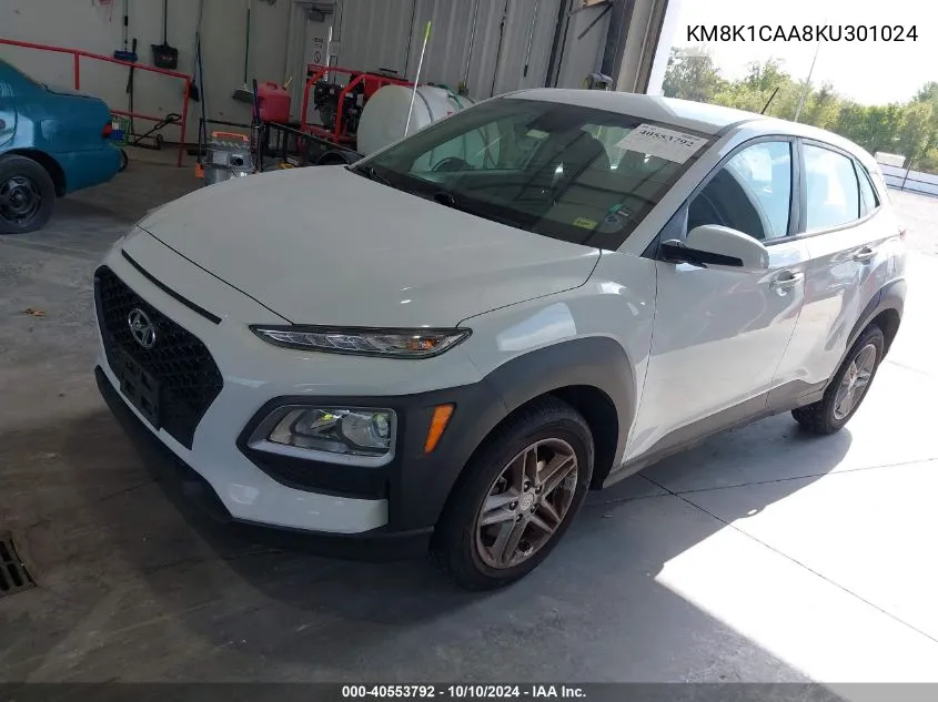 2019 Hyundai Kona Se VIN: KM8K1CAA8KU301024 Lot: 40553792