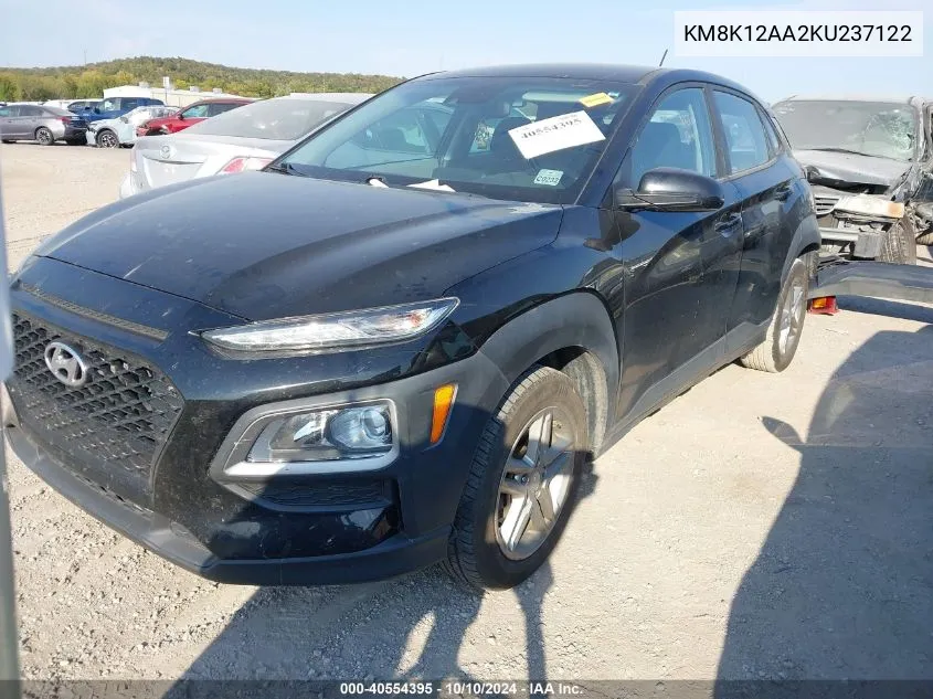 2019 Hyundai Kona Se VIN: KM8K12AA2KU237122 Lot: 40554395