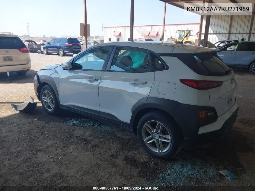 2019 Hyundai Kona Se VIN: KM8K12AA7KU271959 Lot: 40557761