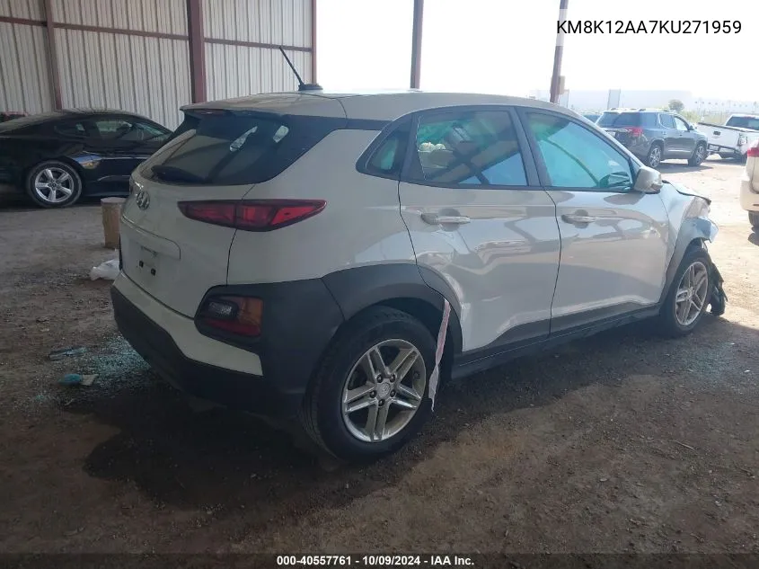 2019 Hyundai Kona Se VIN: KM8K12AA7KU271959 Lot: 40557761