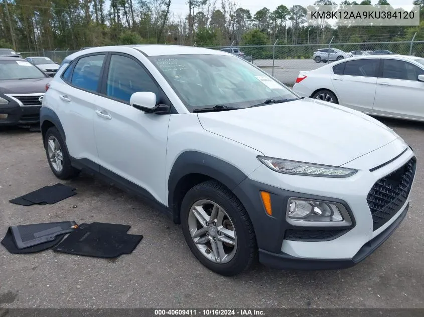 2019 Hyundai Kona Se VIN: KM8K12AA9KU384120 Lot: 40609411