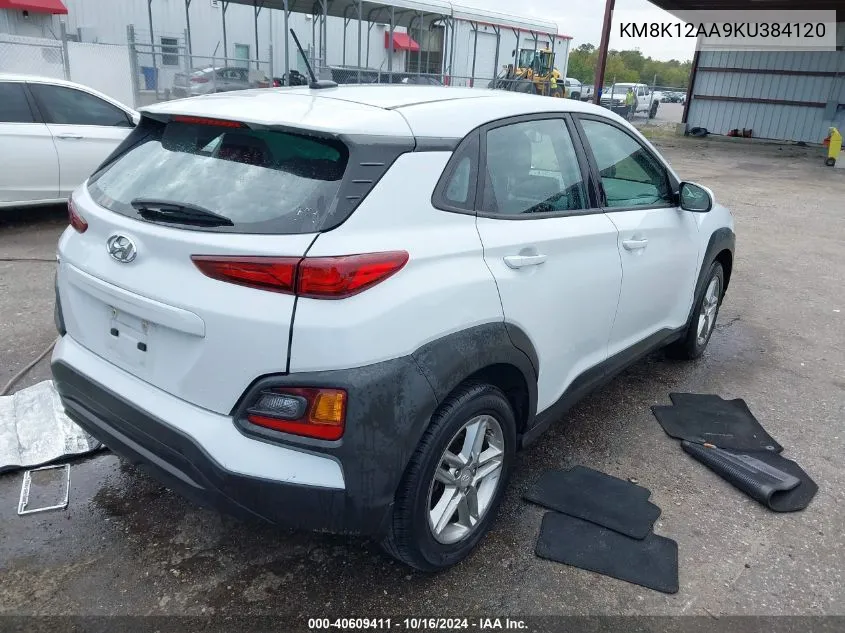 2019 Hyundai Kona Se VIN: KM8K12AA9KU384120 Lot: 40609411