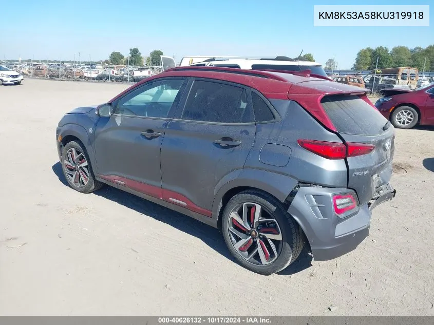 2019 Hyundai Kona Iron Man VIN: KM8K53A58KU319918 Lot: 40626132