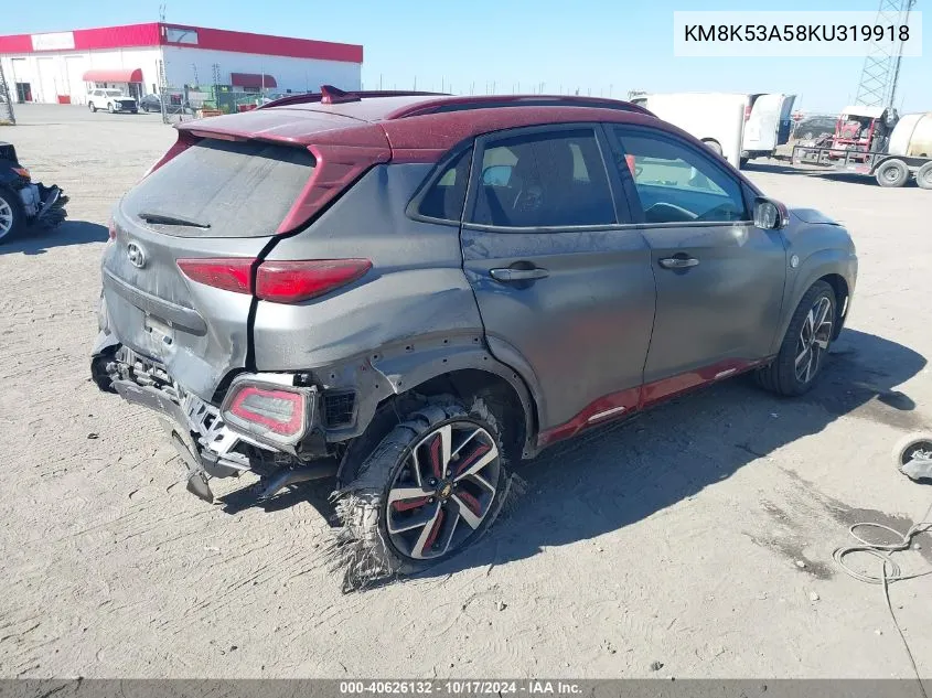 2019 Hyundai Kona Iron Man VIN: KM8K53A58KU319918 Lot: 40626132