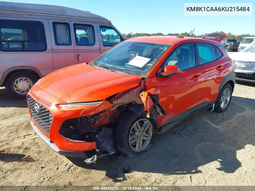 2019 Hyundai Kona Se VIN: KM8K1CAA6KU215484 Lot: 40628275