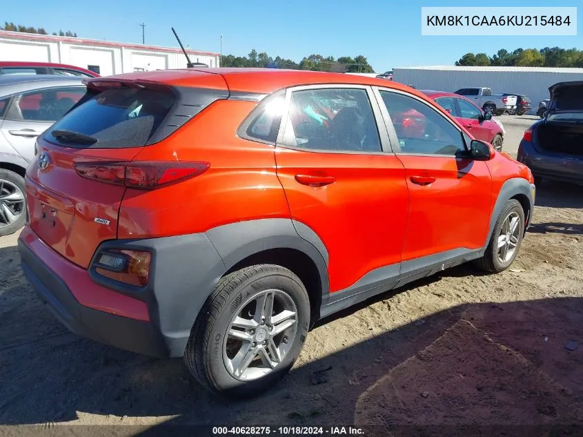 2019 Hyundai Kona Se VIN: KM8K1CAA6KU215484 Lot: 40628275