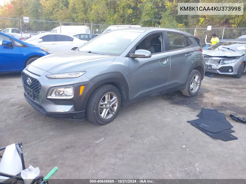 2019 Hyundai Kona Se VIN: KM8K1CAA4KU373998 Lot: 40638869