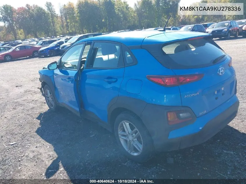 2019 Hyundai Kona Se VIN: KM8K1CAA9KU278336 Lot: 40640624