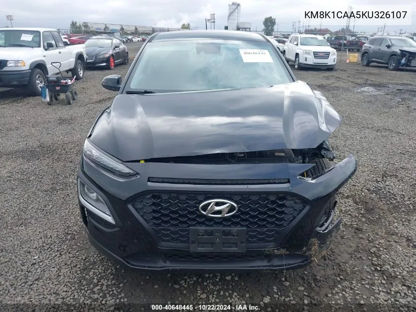 2019 Hyundai Kona Se VIN: KM8K1CAA5KU326107 Lot: 40648445