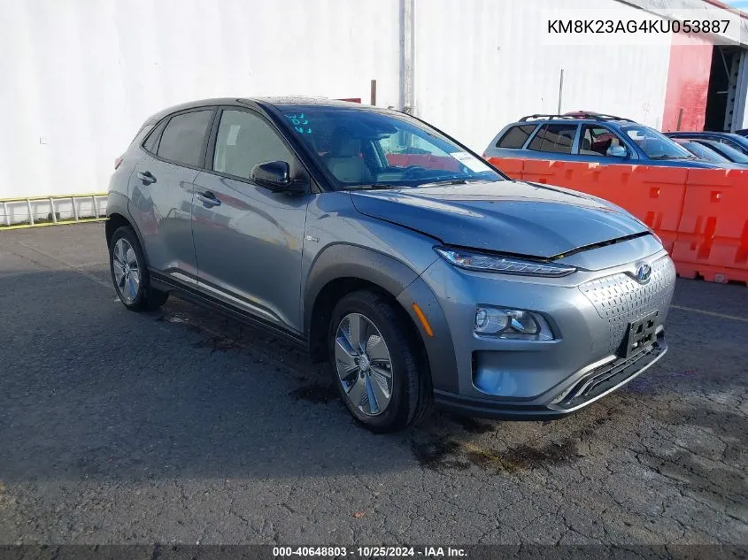 2019 Hyundai Kona Ev Sel VIN: KM8K23AG4KU053887 Lot: 40648803