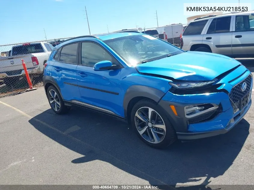 2019 Hyundai Kona Ultimate VIN: KM8K53A54KU218553 Lot: 40654709