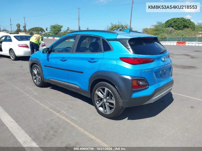 2019 Hyundai Kona Ultimate VIN: KM8K53A54KU218553 Lot: 40654709