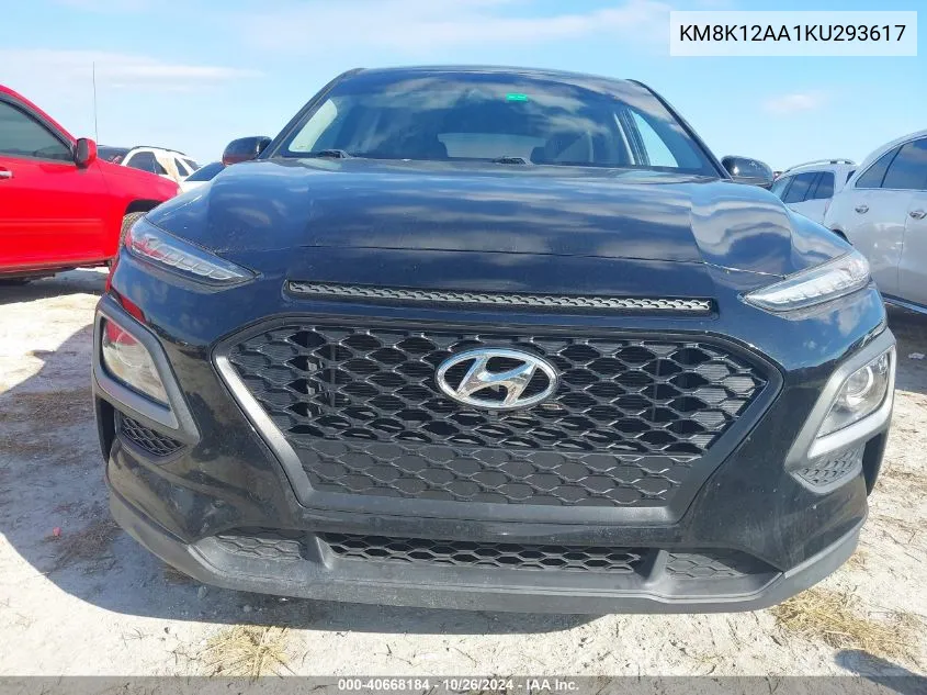 2019 Hyundai Kona Se VIN: KM8K12AA1KU293617 Lot: 40668184