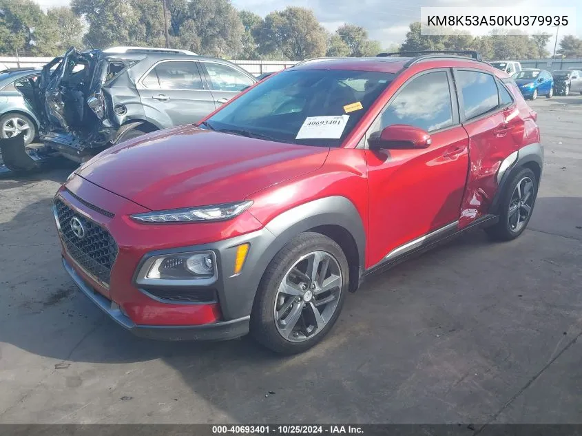 2019 Hyundai Kona Ultimate VIN: KM8K53A50KU379935 Lot: 40693401