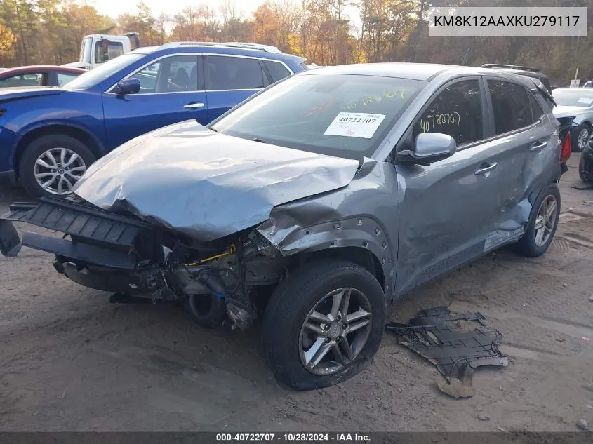 2019 Hyundai Kona Se VIN: KM8K12AAXKU279117 Lot: 40722707