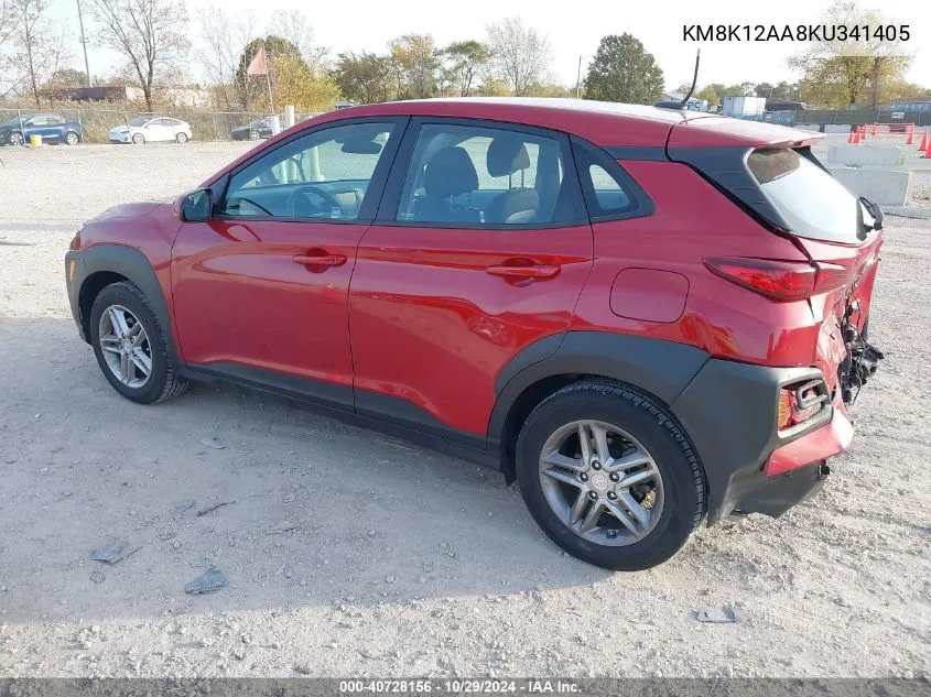 2019 Hyundai Kona Se VIN: KM8K12AA8KU341405 Lot: 40728156