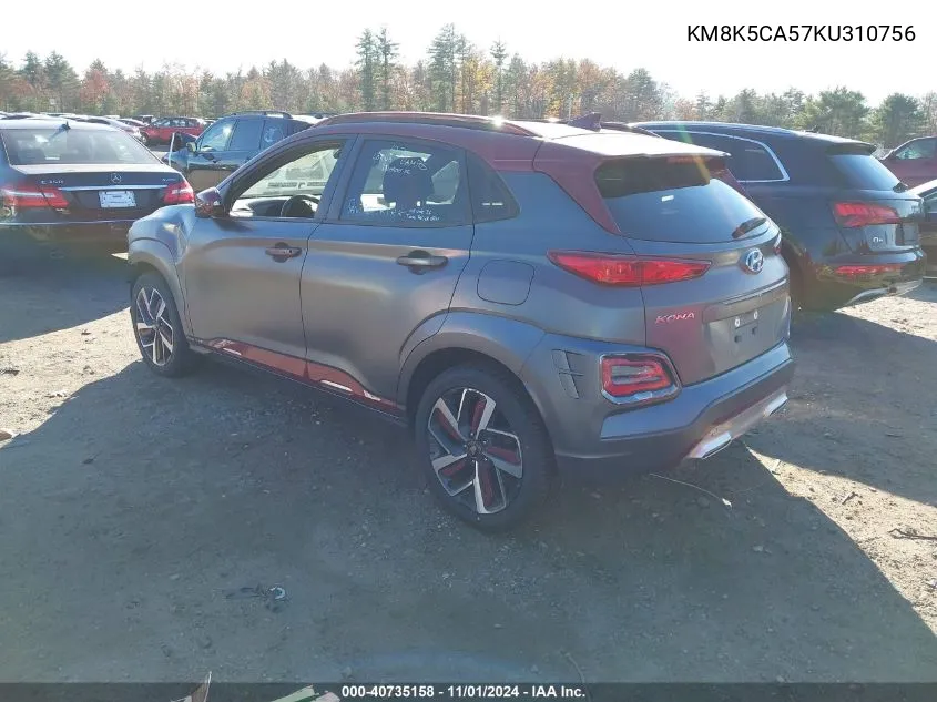 2019 Hyundai Kona Iron Man VIN: KM8K5CA57KU310756 Lot: 40735158