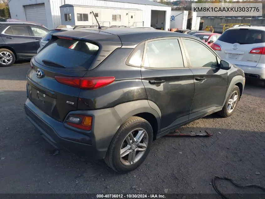 2019 Hyundai Kona Se VIN: KM8K1CAAXKU303776 Lot: 40736012