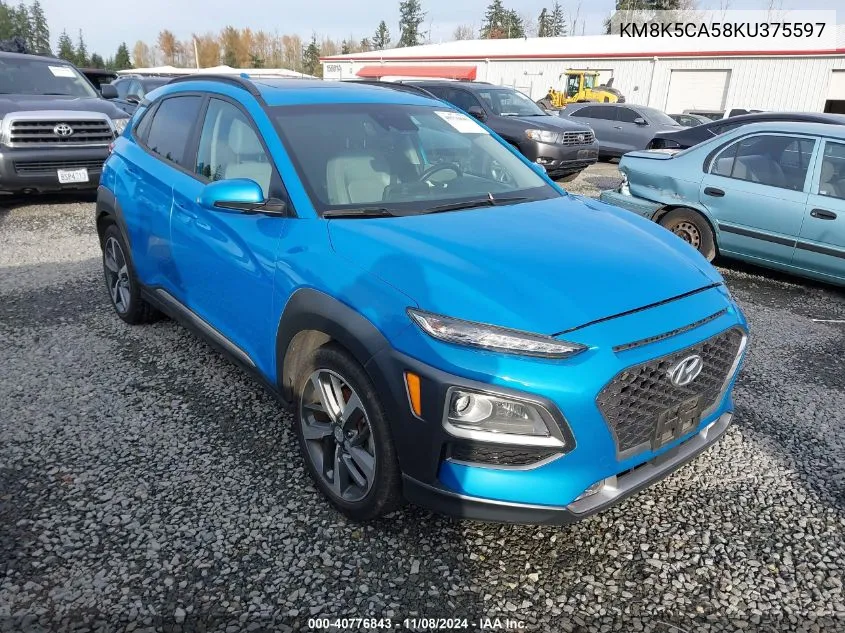 2019 Hyundai Kona Ultimate VIN: KM8K5CA58KU375597 Lot: 40776843