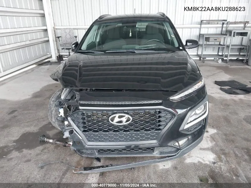 2019 Hyundai Kona Sel VIN: KM8K22AA8KU288623 Lot: 40779000