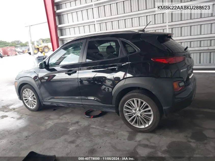 2019 Hyundai Kona Sel VIN: KM8K22AA8KU288623 Lot: 40779000