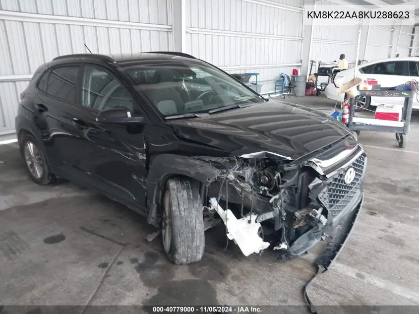 2019 Hyundai Kona Sel VIN: KM8K22AA8KU288623 Lot: 40779000