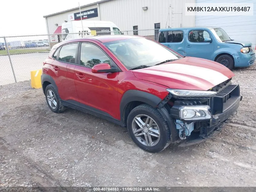 2019 Hyundai Kona Se VIN: KM8K12AAXKU198487 Lot: 40784883