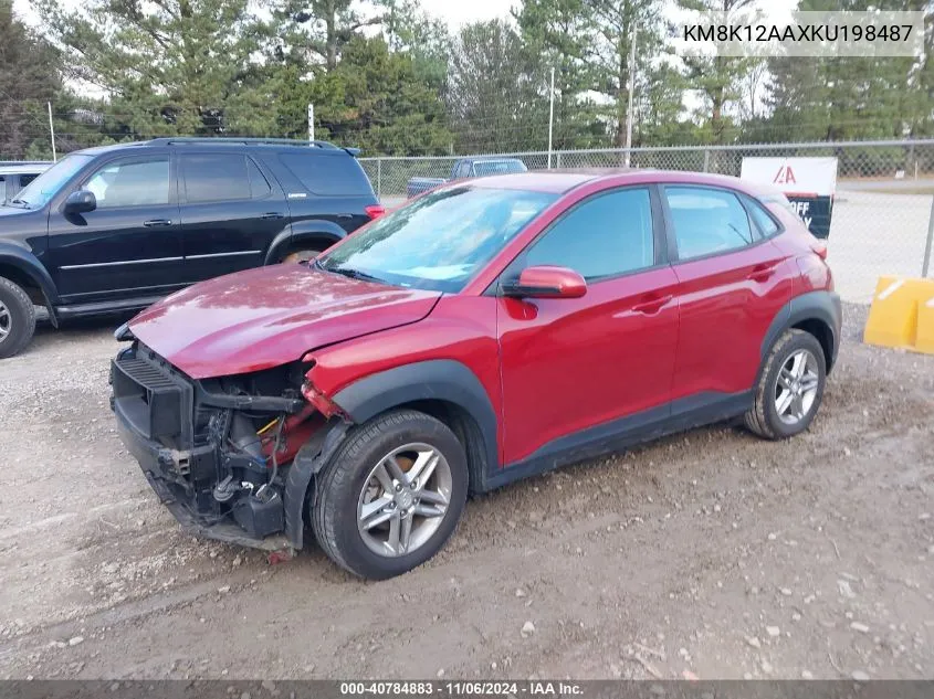 2019 Hyundai Kona Se VIN: KM8K12AAXKU198487 Lot: 40784883