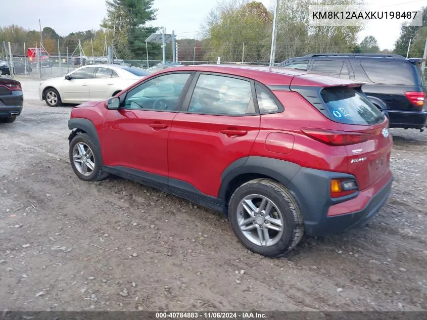 2019 Hyundai Kona Se VIN: KM8K12AAXKU198487 Lot: 40784883