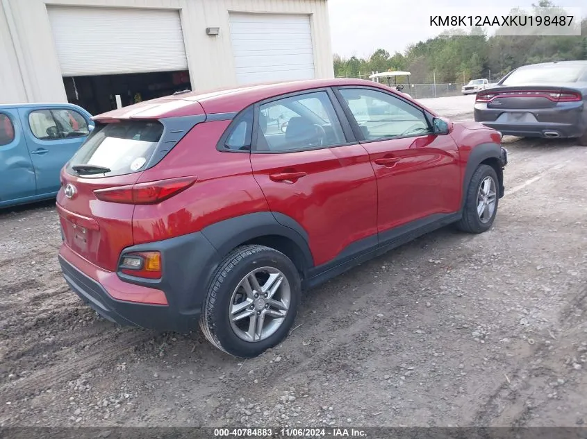 2019 Hyundai Kona Se VIN: KM8K12AAXKU198487 Lot: 40784883