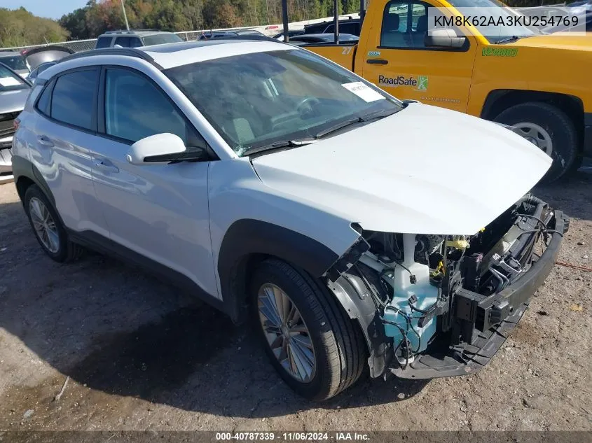 2019 Hyundai Kona Sel VIN: KM8K62AA3KU254769 Lot: 40787339