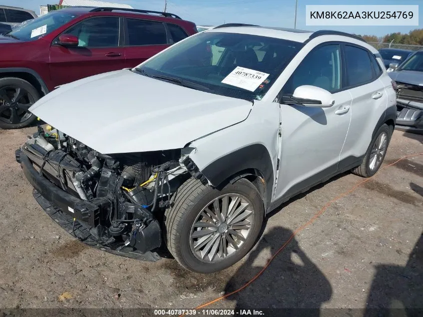 2019 Hyundai Kona Sel VIN: KM8K62AA3KU254769 Lot: 40787339