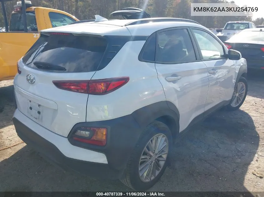 2019 Hyundai Kona Sel VIN: KM8K62AA3KU254769 Lot: 40787339