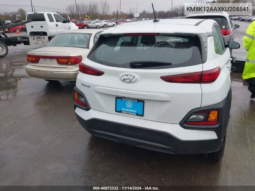 2019 Hyundai Kona Se VIN: KM8K12AAXKU208841 Lot: 40872332