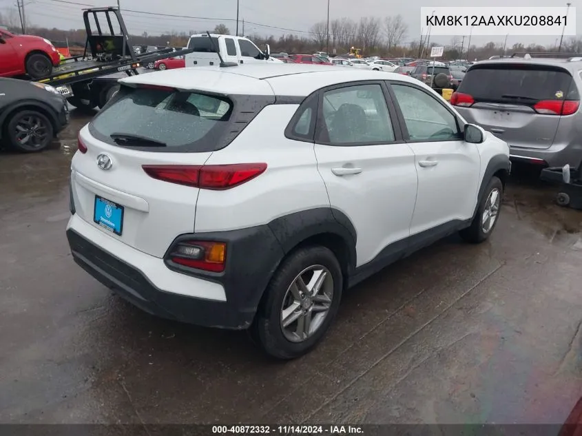 2019 Hyundai Kona Se VIN: KM8K12AAXKU208841 Lot: 40872332