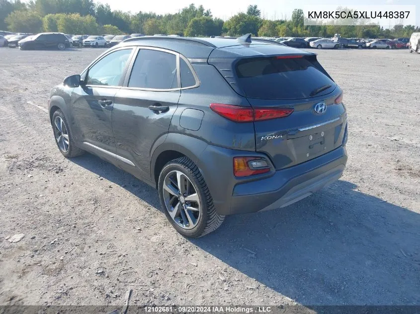 2020 Hyundai Kona VIN: KM8K5CA5XLU448387 Lot: 12102681