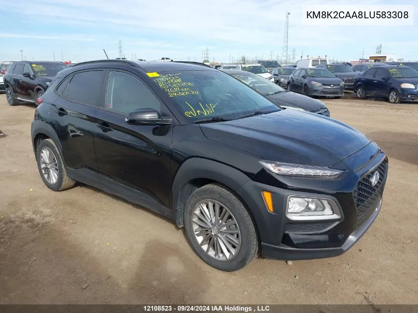 2020 Hyundai Kona Sel VIN: KM8K2CAA8LU583308 Lot: 12108523